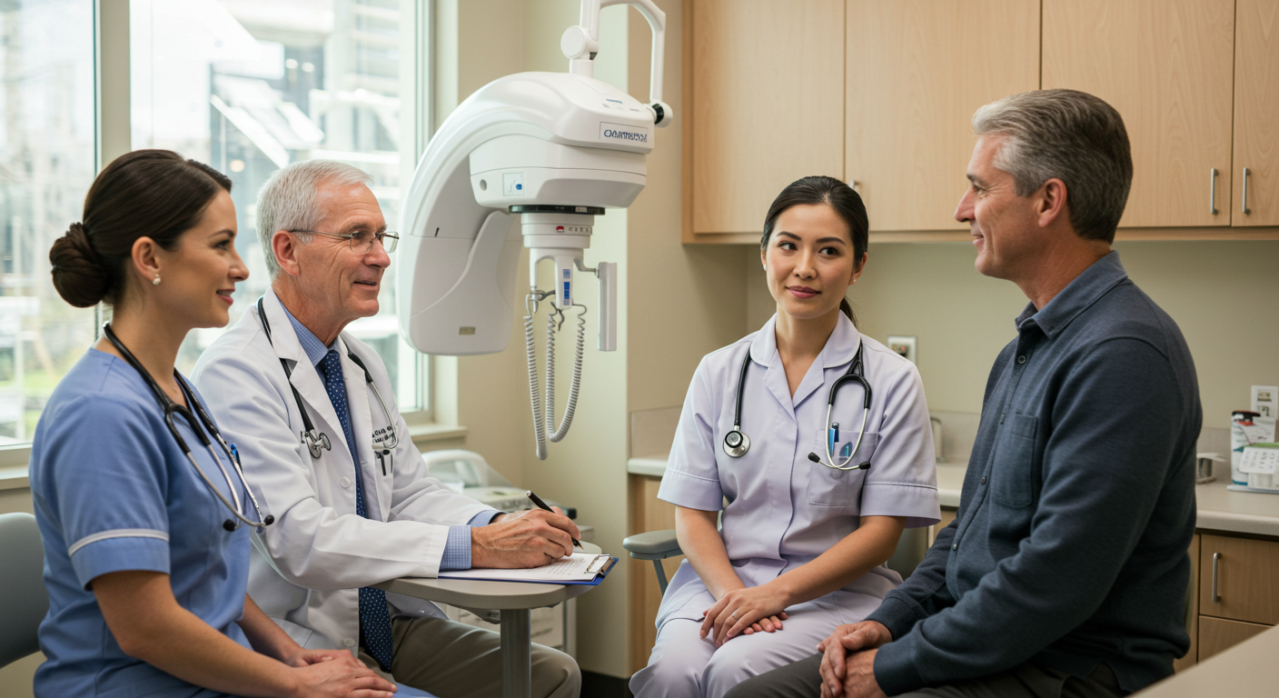 Cancer treatment planning team working together for personalized patient care