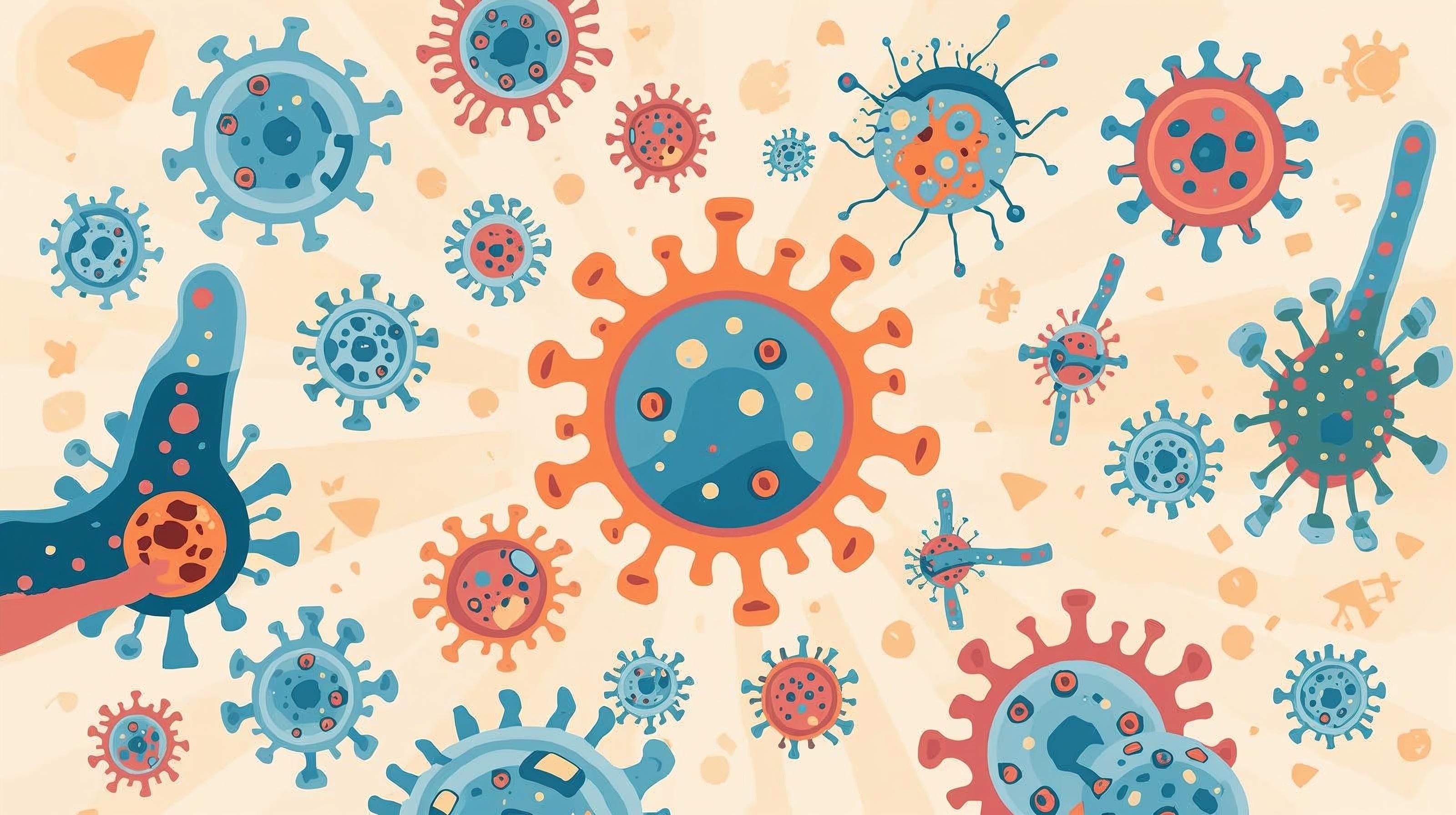 Immune system fighting cancer cells with bright hopeful colors representing body’s natural healing power